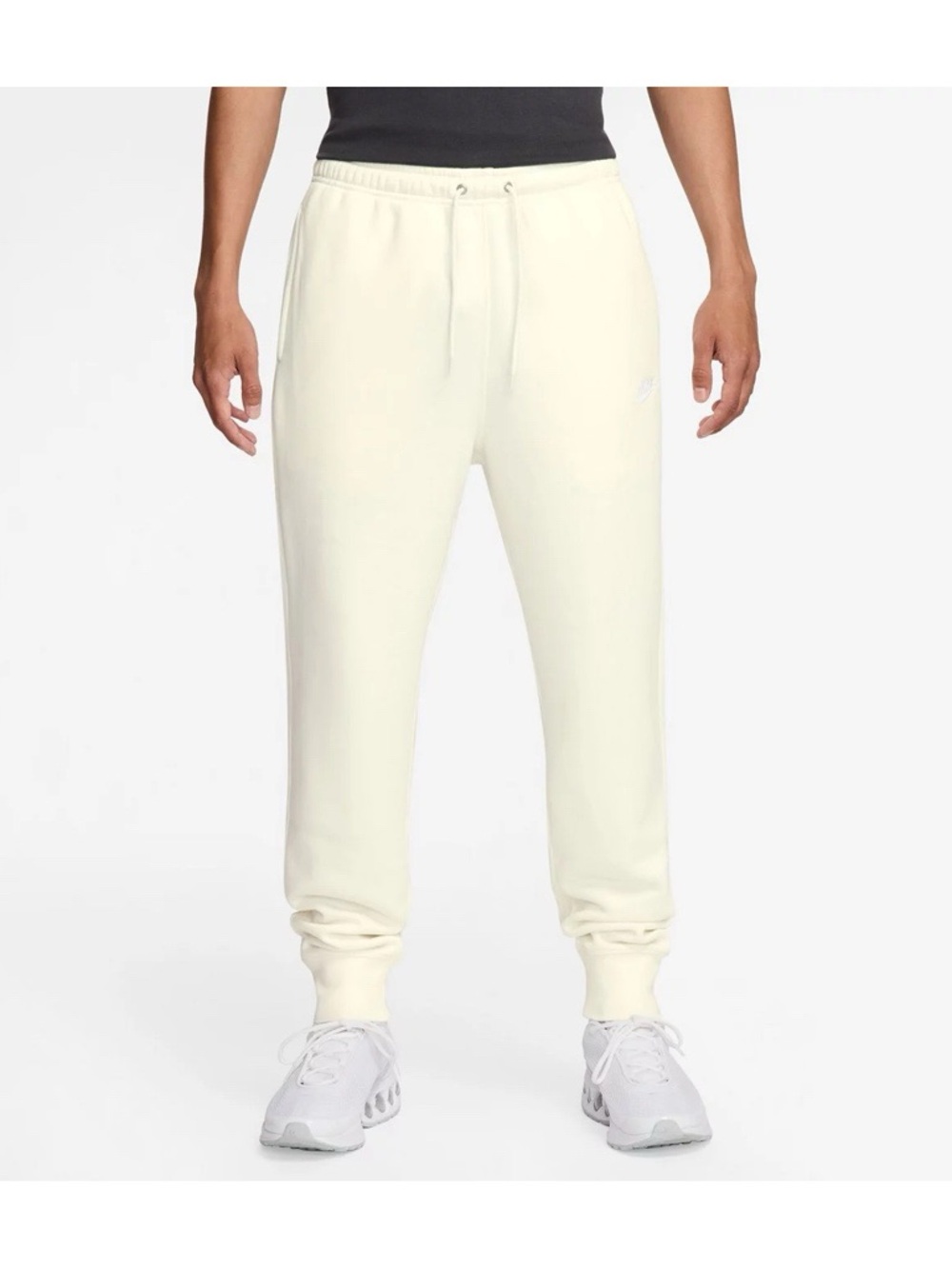 Nike Men’s Sportswear Drawstring Fleece Joggers Cream Pants Sz L - Sail